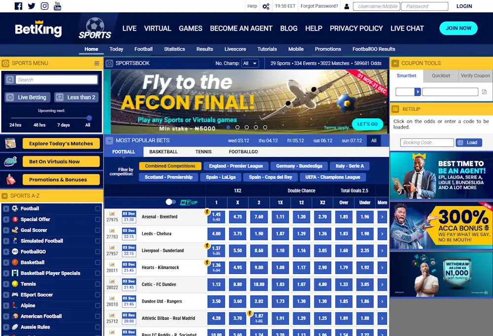 BetKing Sportsbook Screenshot